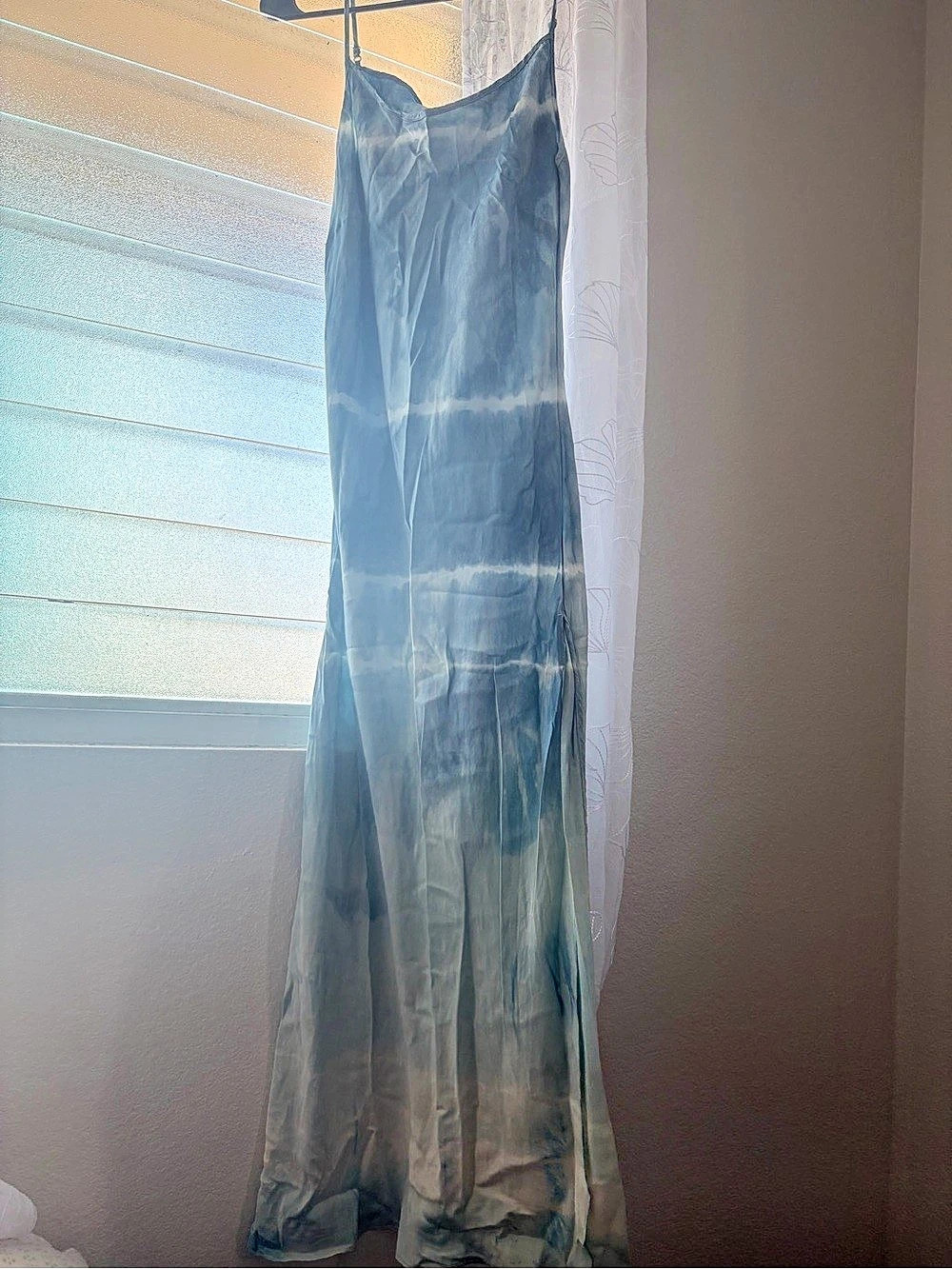 Tie-Dye silk Maxi Dress in Blue Like New custom designer